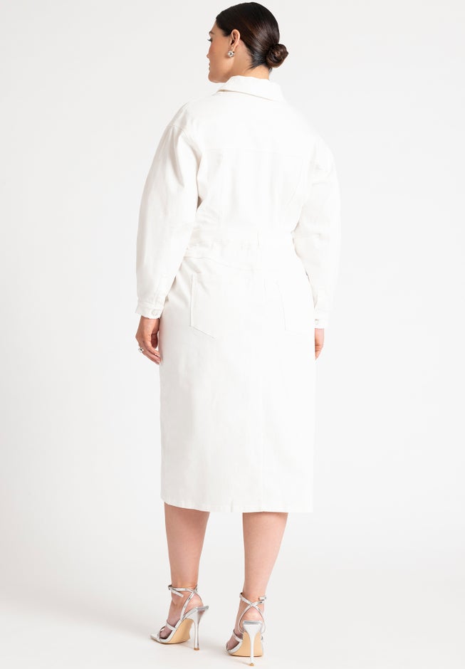 Oversized Denim Midi Dress image number null