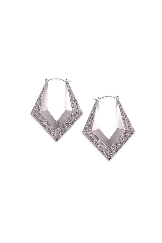 Angular Sparkle Hoop Earring image number 0