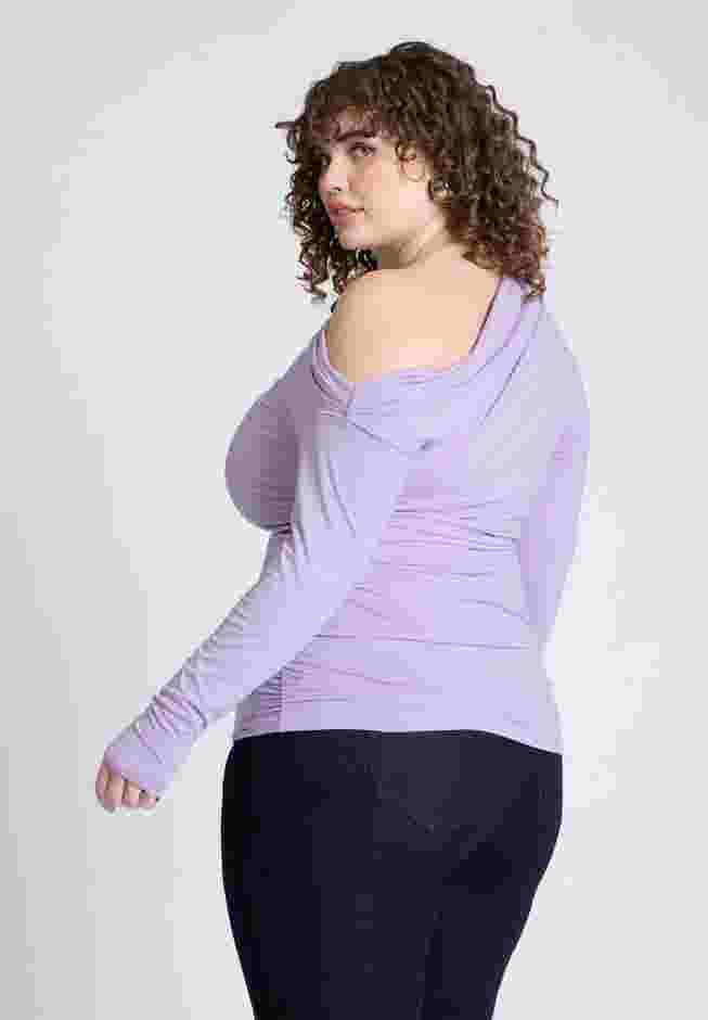 Ruched One Shoulder Tee With Thumbhole sleeve image number 1