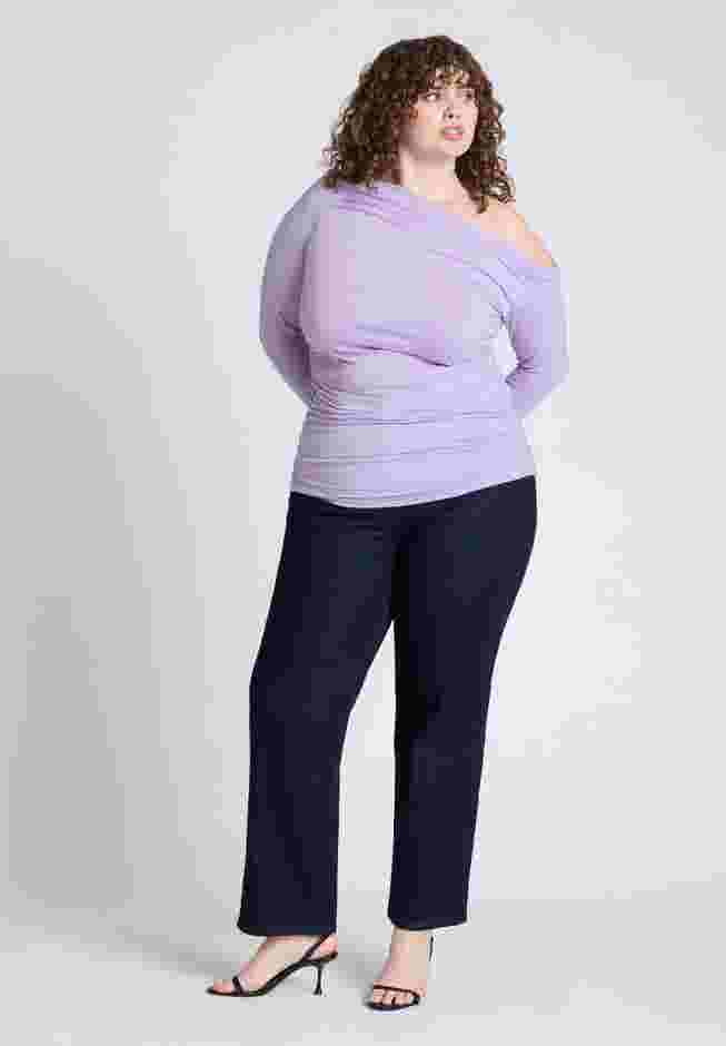 Ruched One Shoulder Tee With Thumbhole sleeve image number 2