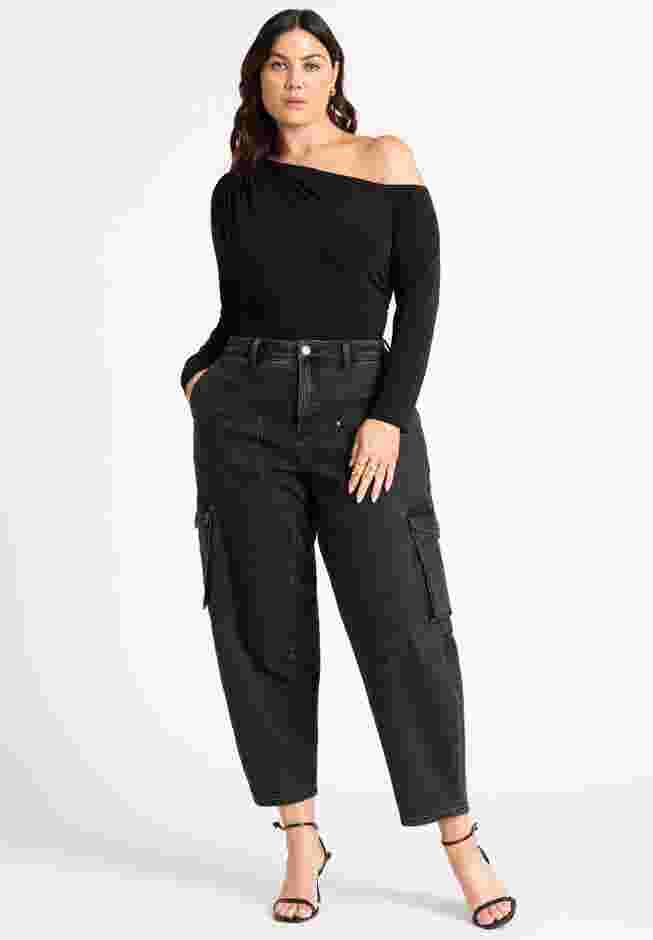 Ruched One Shoulder Tee With Thumbhole sleeve image number 3