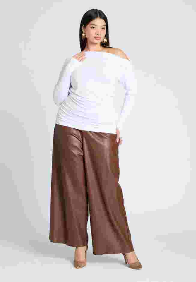 Ruched One Shoulder Tee With Thumbhole sleeve image number 2