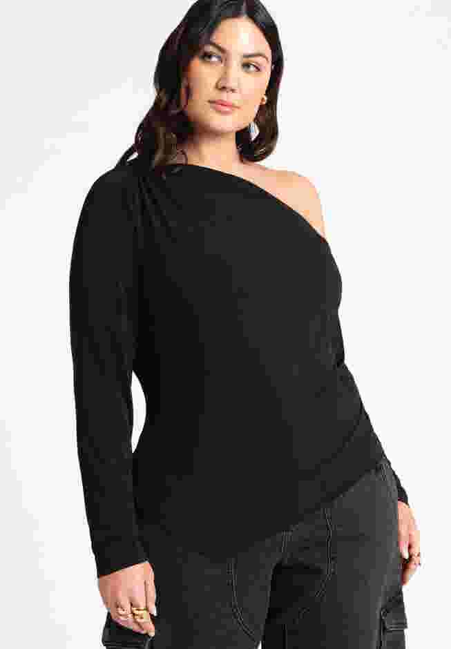 Ruched One Shoulder Tee With Thumbhole sleeve image number 0