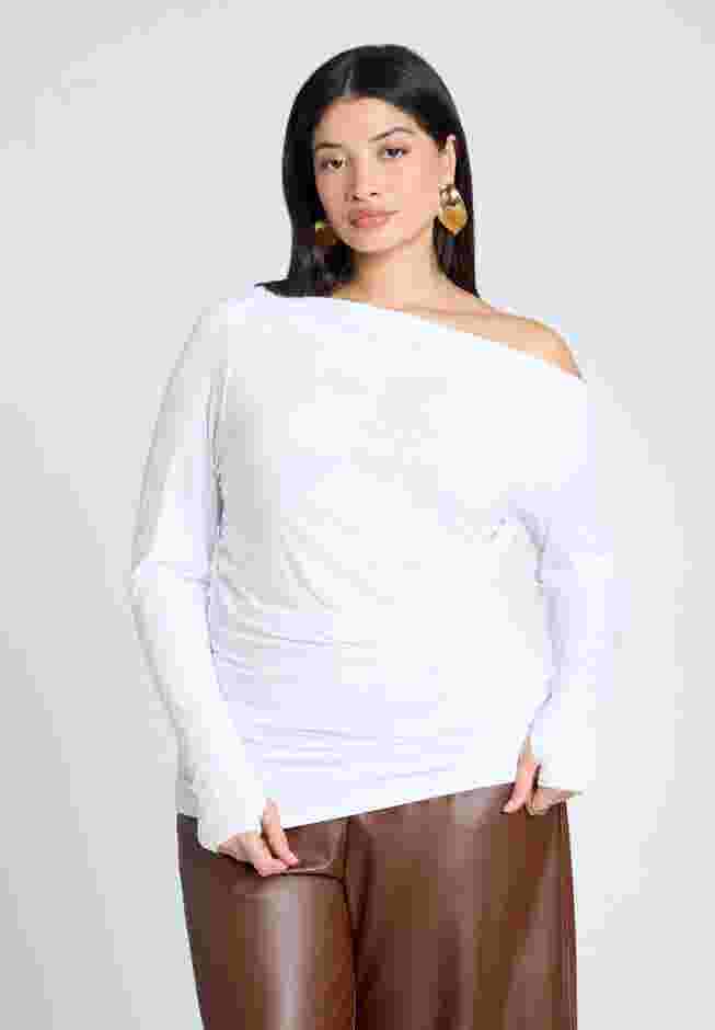 Ruched One Shoulder Tee With Thumbhole sleeve image number 0