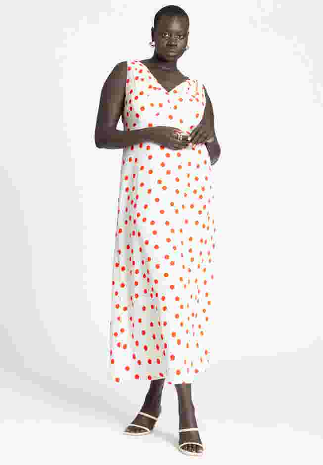 Polka Dot Shirred Maxi Dress image number 1