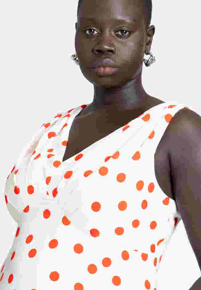 Polka Dot Shirred Maxi Dress image number 3