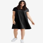 Cotton Spandex Scoop Neck Short Sleeve A Line Tee Dress image number null