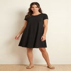 Cotton Spandex A-Line Scoop Neck Short Sleeve Tee Dress image number null