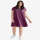 Cotton Spandex Scoop Neck Short Sleeve A Line Tee Dress image number null