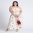 Shirred Bodice Ruffle Maxi Dress image number null