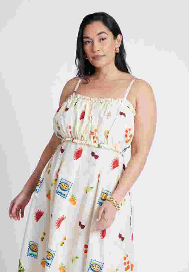 Shirred Bodice Ruffle Maxi Dress image number 3