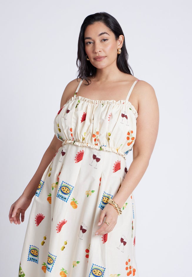 Shirred Bodice Ruffle Maxi Dress image number 3