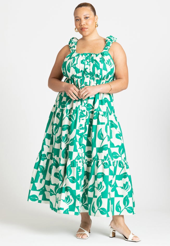 Tiered Button Up Flare Dress image number null