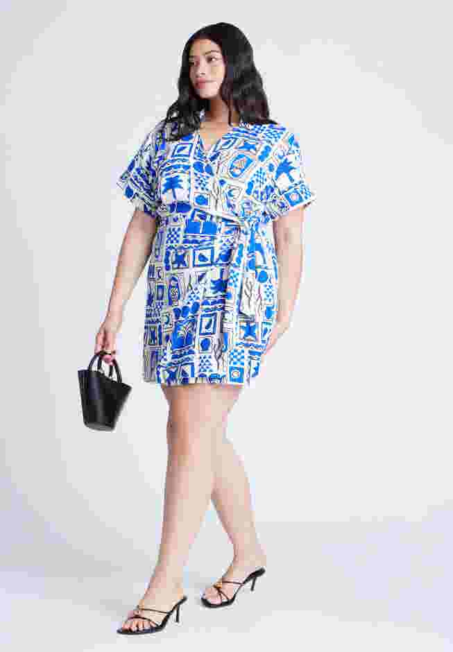 Printed Linen Mini Dress image number 1