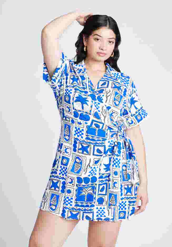 Printed Linen Mini Dress image number 4