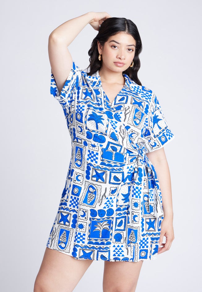 Printed Linen Mini Dress image number 4