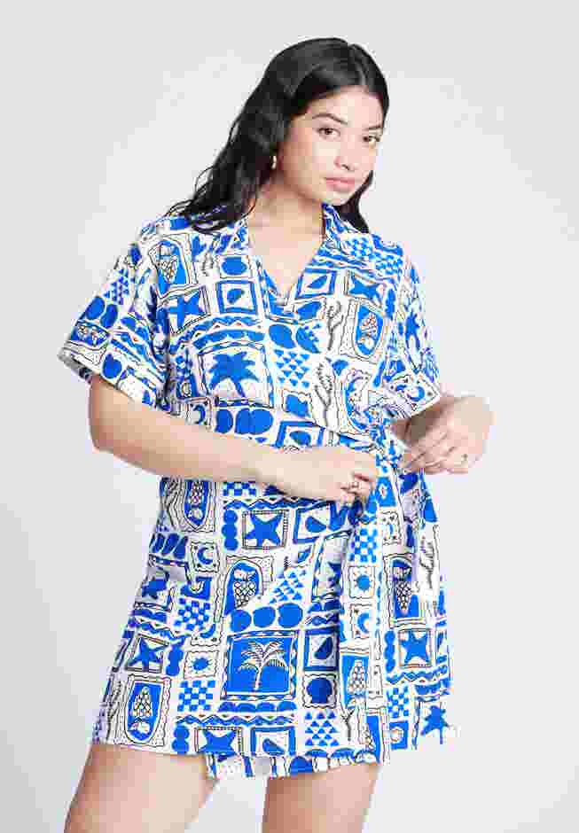 Printed Linen Mini Dress image number 5