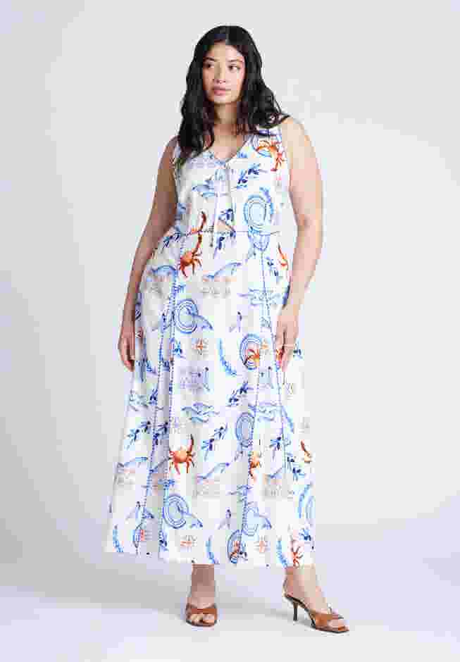 Roping Detail Printed Maxi Dress image number 1