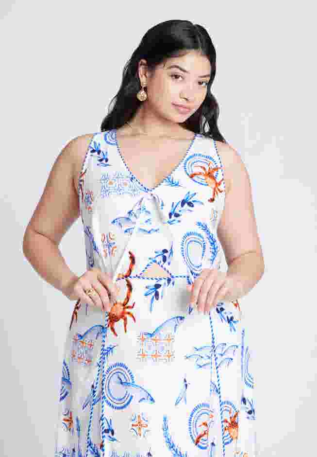 Roping Detail Printed Maxi Dress image number 4