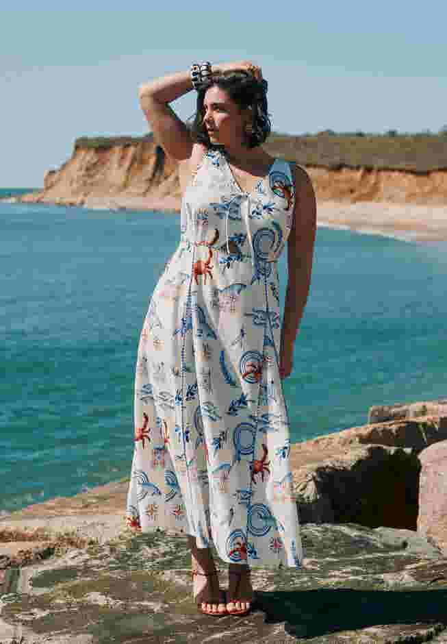 Roping Detail Printed Maxi Dress image number 0