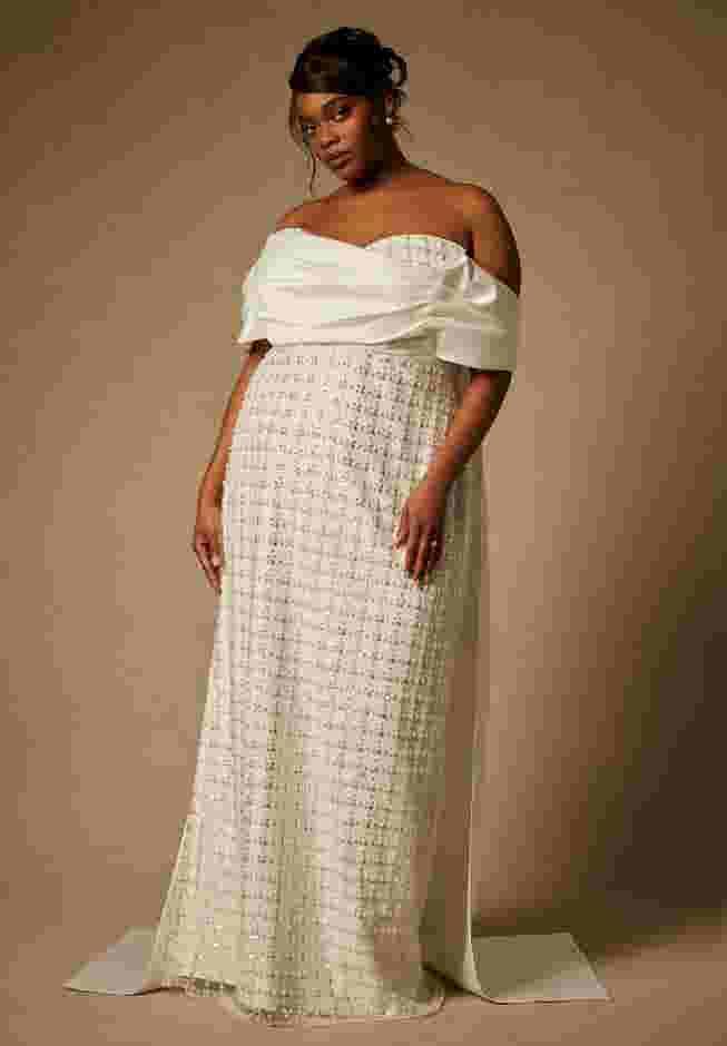 Bridal by ELOQUII Embellished Column Gown With Train image number 2