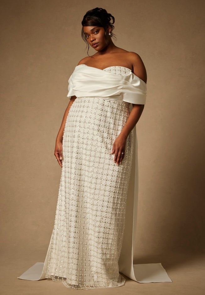 Bridal by ELOQUII Embellished Column Gown With Train image number 2