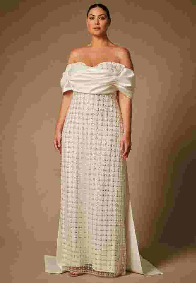 Bridal by ELOQUII Embellished Column Gown With Train image number 0
