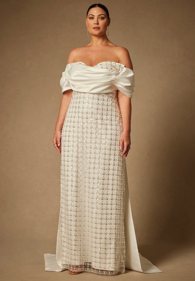 Bridal by ELOQUII Embellished Column Gown With Train image number 0