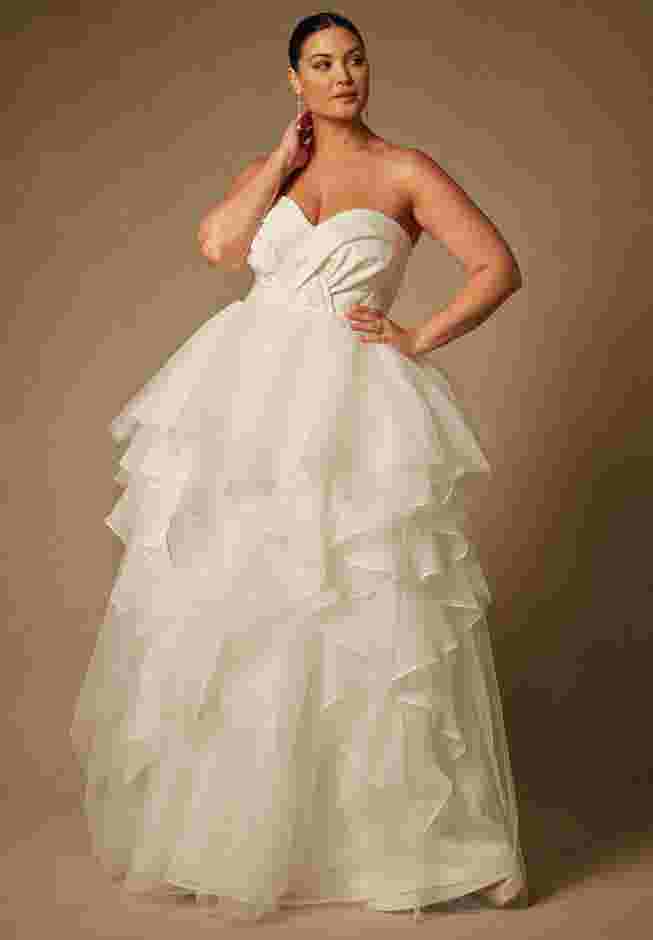 Bridal by ELOQUII Strapless Princess Gown With Full Pleated Skirt image number 0