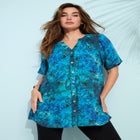 Plus Size Angelina Crinkle Crepe Y-Neck Short Sleeve Tunic image number null