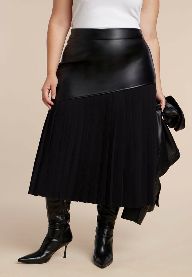 Mixed Media Pleated Skirt image number 1