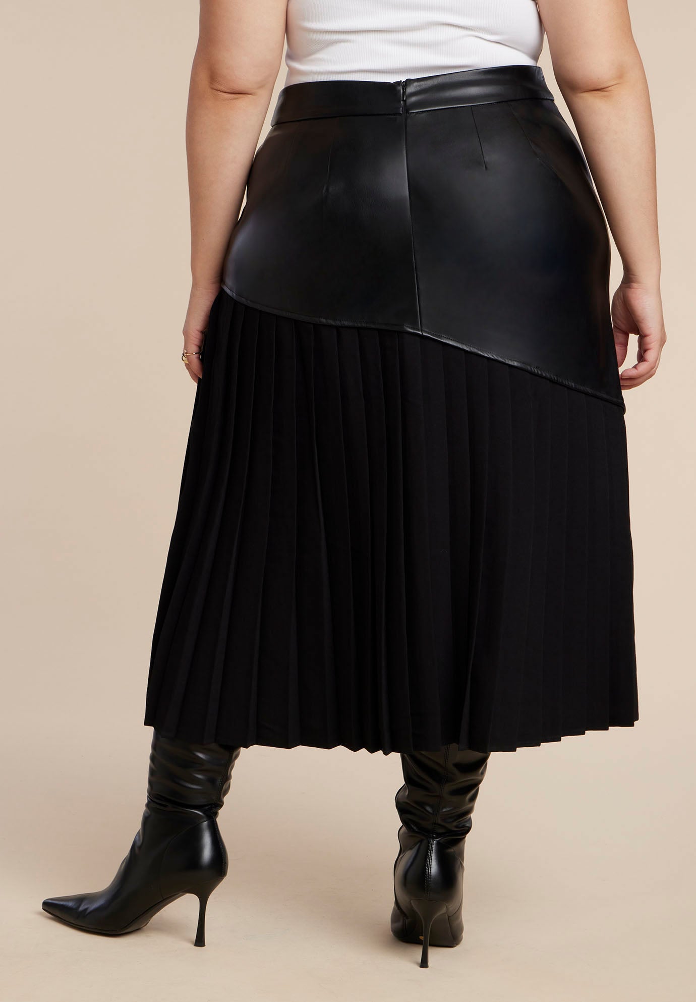 Mixed Media Pleated Skirt image number 3