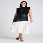 Mixed Media Pleated Skirt image number null