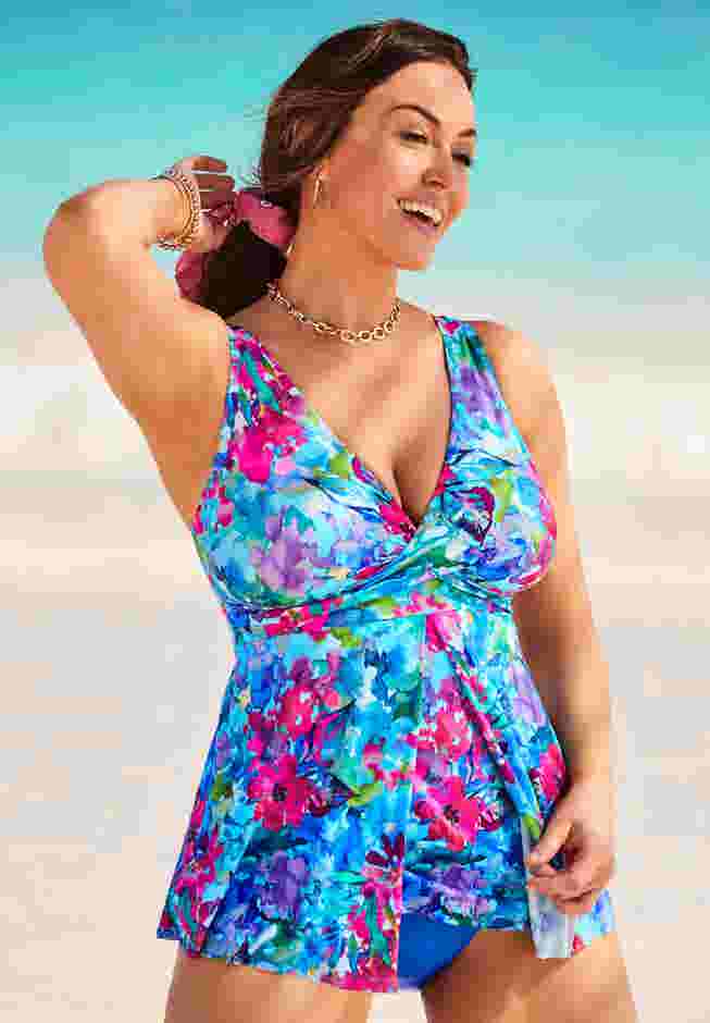 V-Neck Twist Tankini Top image number 0