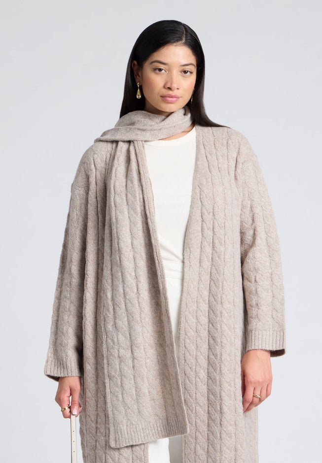 Sweater Scarf Knit Coat image number null