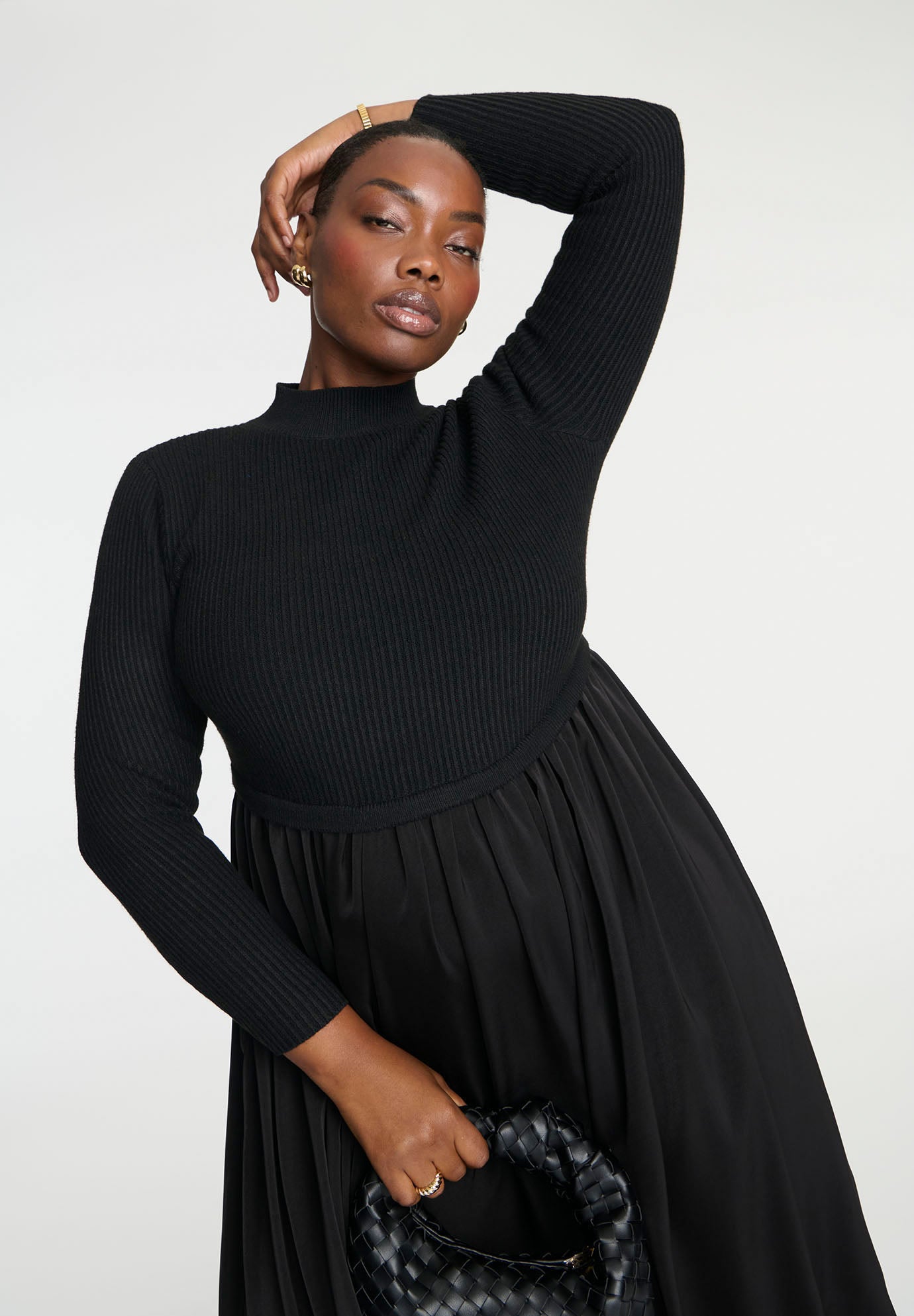 Mockneck Twofer Midi Dress image number 2