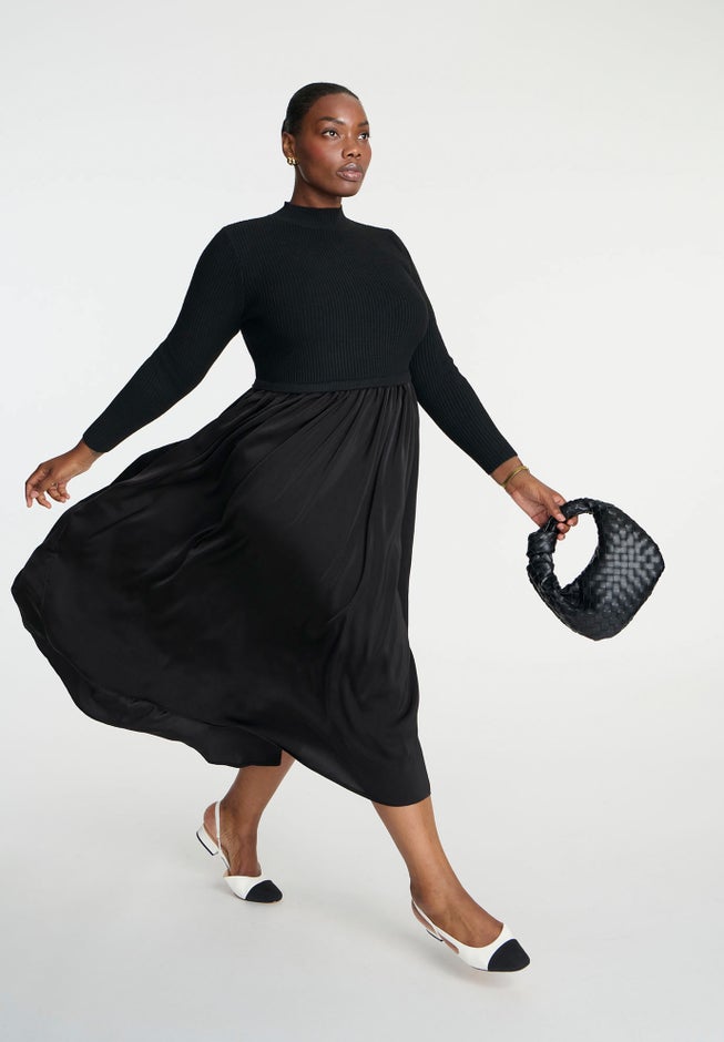 Mockneck Twofer Midi Dress image number 3