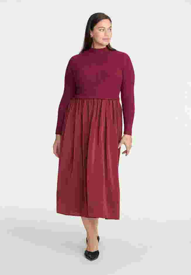 Mockneck Twofer Midi Dress image number 1