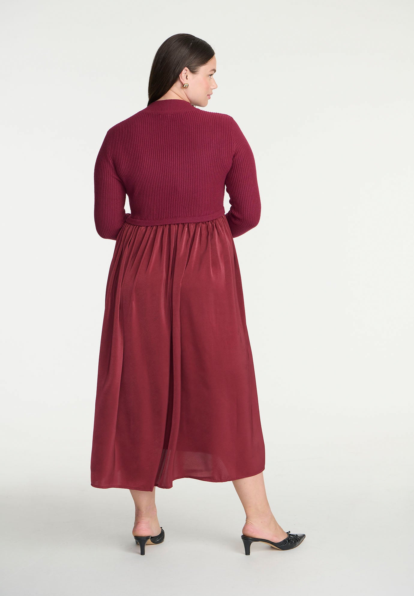Mockneck Twofer Midi Dress image number 2