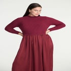 Mockneck Twofer Midi Dress image number null