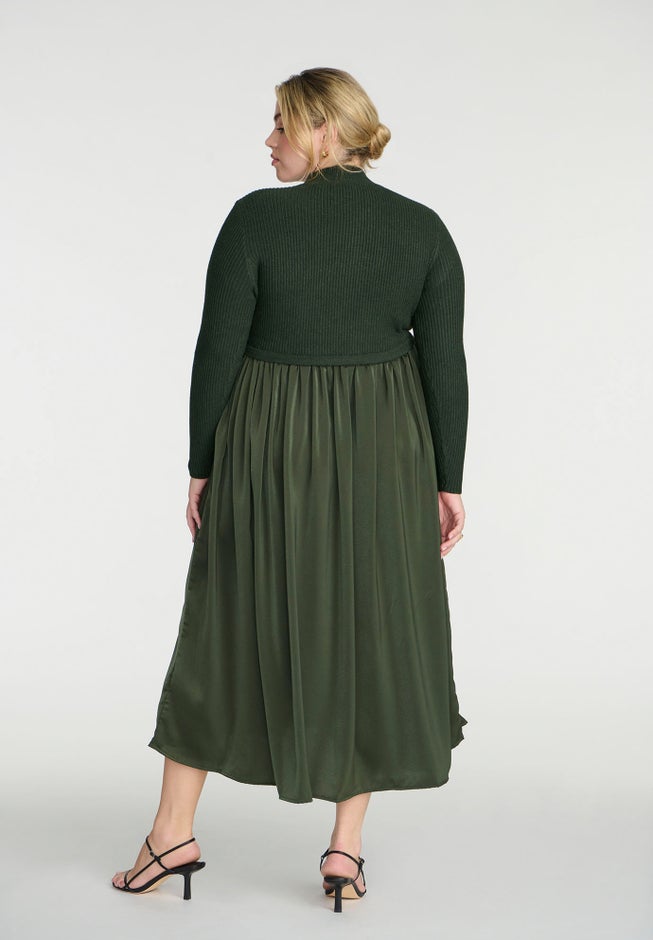 Mockneck Twofer Midi Dress image number 1