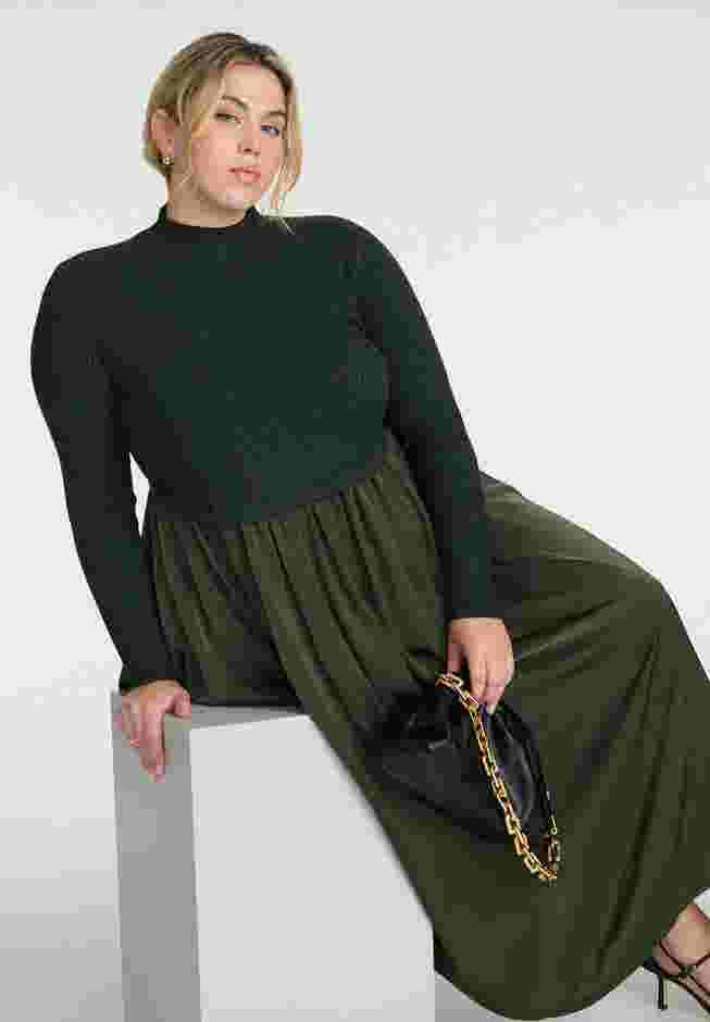 Mockneck Twofer Midi Dress image number 2