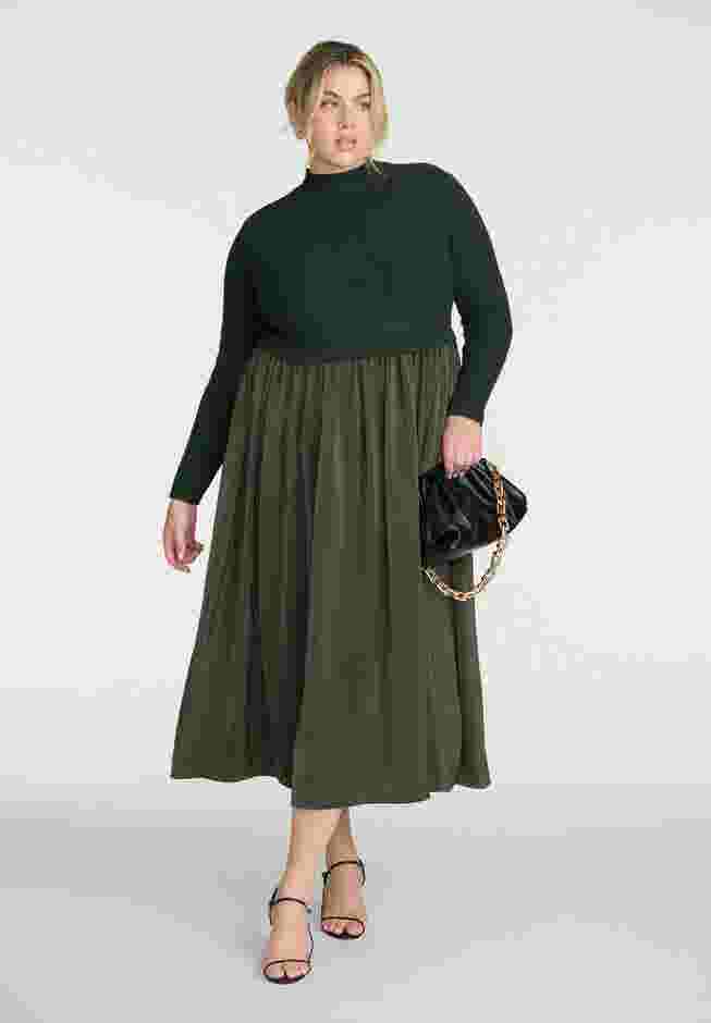 Mockneck Twofer Midi Dress image number 0