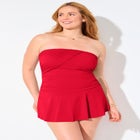 Ruched Skirted Bandeau Swimdress image number null