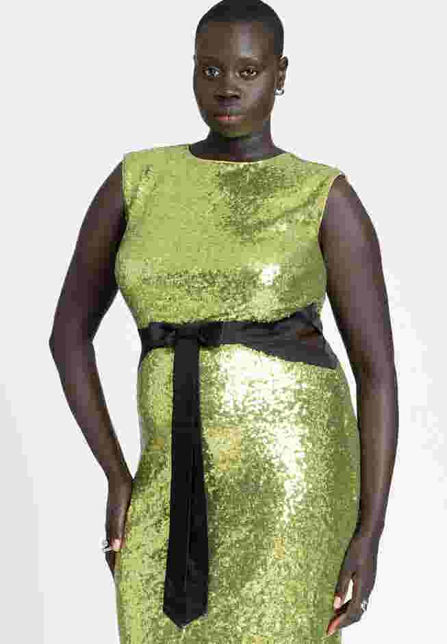 Sleeveless Sequin Column Cutout Dress image number 2