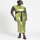 Sleeveless Sequin Column Cutout Dress image number null