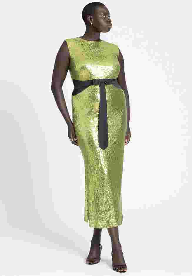 Sleeveless Sequin Column Cutout Dress image number 0