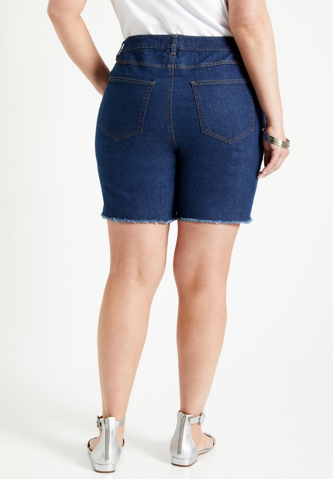 Raw Hem Curvie Fit Denim Shorts image number 1