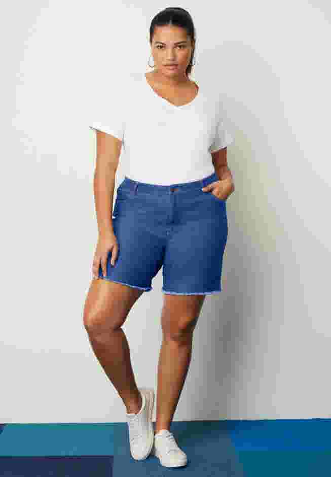 Raw Hem Curvie Fit Denim Shorts image number 0