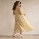Sheer Maxi Dress With Ruffled Trim image number null